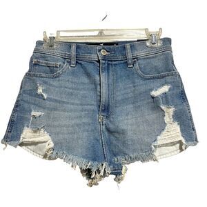 NEW Hollister Ultra High Rise 2" Cut-Off Vintage Short 5  Stretch Ripped Denim‎